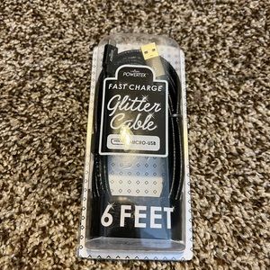 Powertek FastCharge Glitter Cable Micro-USA 6ft. 3 Available Black, White, green